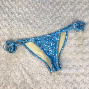 Cover x Glass String Bikini Bottoms Side Tie Blue